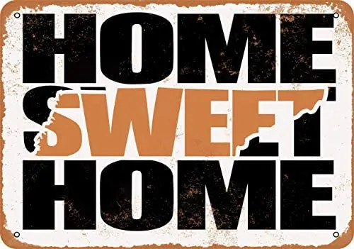 

Home Sweet Home Tennessee Brown Metal Tin Sign 12 X 8 Inches Retro Vintage Decor