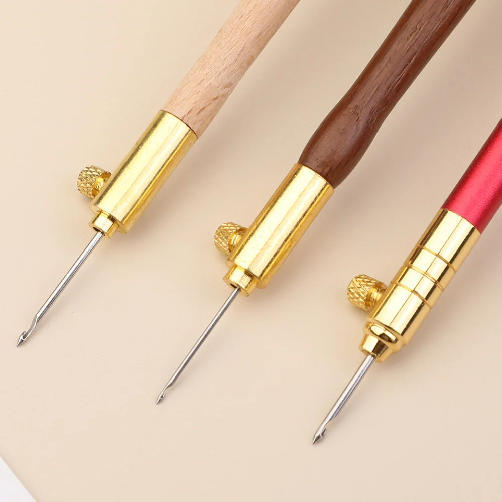 

Fenrry 3 In 1 Wood Handle French Crochet Embroidery Tambour Beading Hoop Hook With 3 Needles DIY Weave Craft Knitting Sewing Too