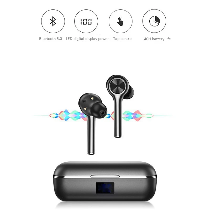 Длинные ручки Bluetooth 5 0 TWS настоящие беспроводные наушники Графен цифровой дисплей
