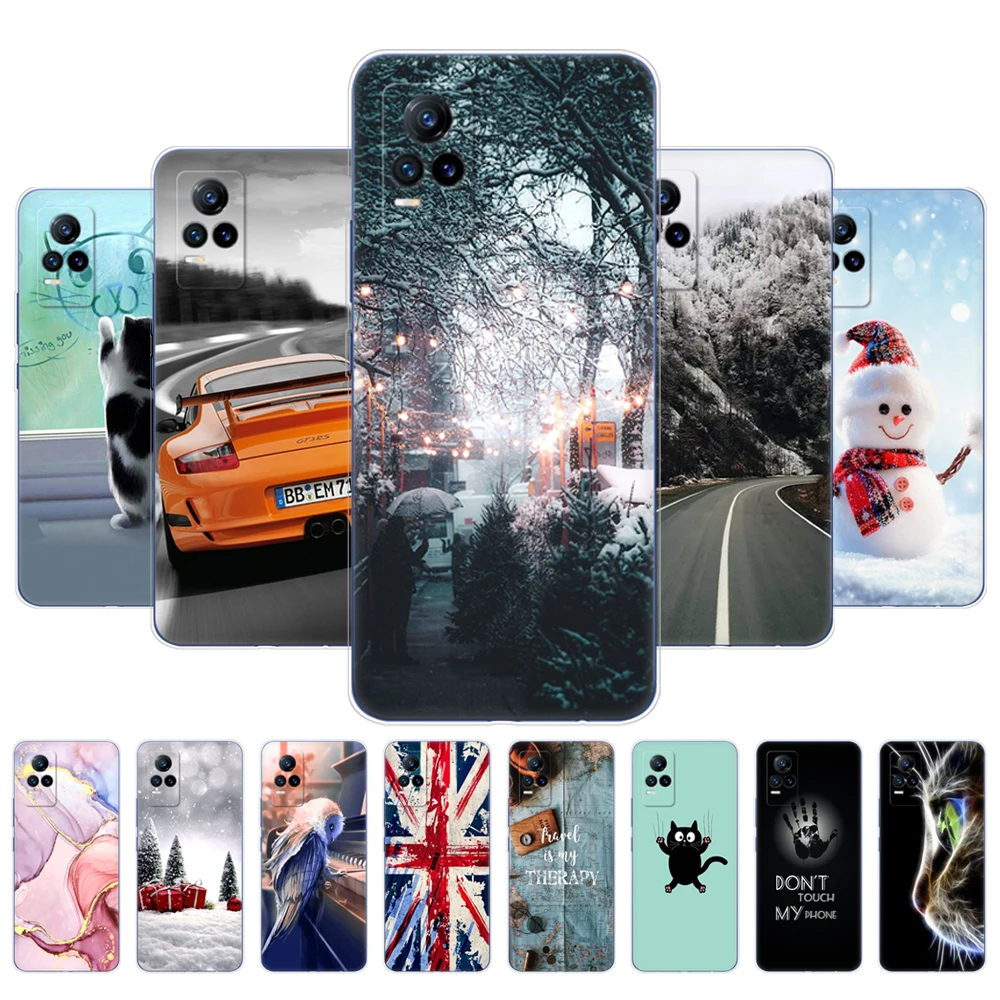 

For vivo V21 Case For vivo V21e 4G Soft Case Silicon Back Cover For VIVO V 21 e VivoV21 4G 5G Coque TPU bumper snow christmas
