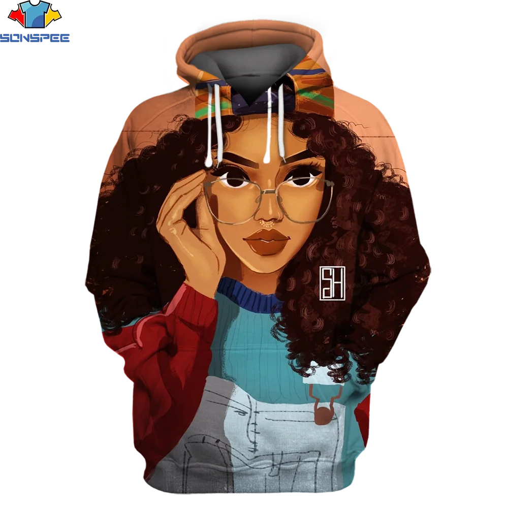 

Модная мужская Толстовка SONSPEE 2021, толстовка в стиле афро-американской готики с 3D-принтом, Повседневная Удобная спортивная толстовка в стиле ...