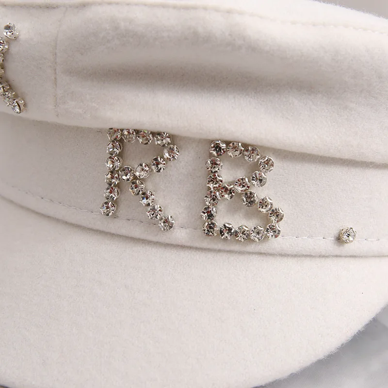 Высокое качество женские шерстяные фетровые шляпы RB Стразы военно морской флот