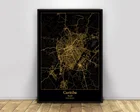Куритиба Бразилия черный и золотой город светильник Карты изготовленный на заказ карта городов мира Плакаты Печать на холсте Nordic Стиль Wall Art домашний декор