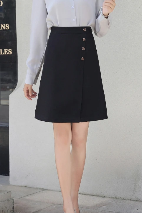 

Slim skirt women's spring and summer 2021 new A-line tooling high waist black suit formal middle and long professional group