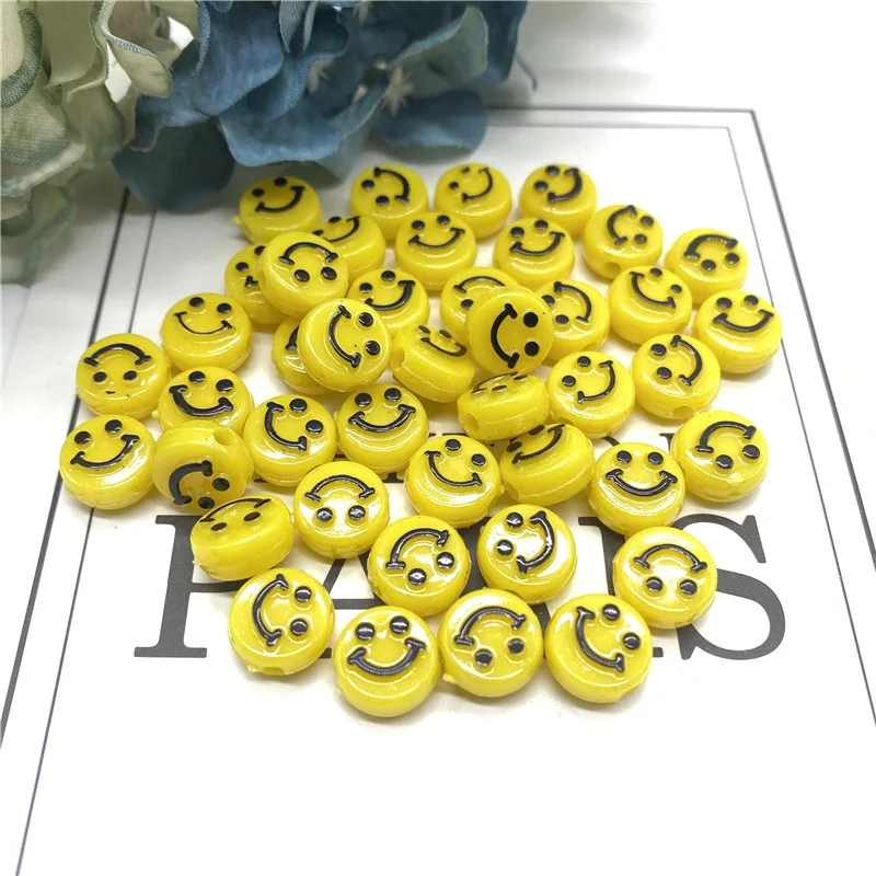 30Pcs 10mm Colourful Smiling Face Letter Acrylic Loose Spacer Beads for Jewelry Making DIY Handmade Bracelet Accessories | Украшения и