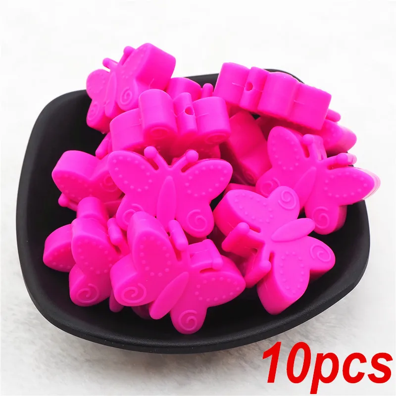 Fuchsia Ченкэй 10 шт. силиконовый Прорезыватель зубов в виде звезды для изготовления украшений своими руками, Мама Носить Baby Shower соска пустышка для кормления ювелирных изделий прорезывания зубов игрушки Микки бусины - Цвет: Fuchsia