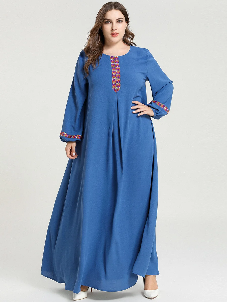 

Women's Middle Eastern Turkish Robe Kaftan Muslim Shirt Dress Spring and Autumn Casual Long Sleeve Maxi Vestidos Abayas Dubai