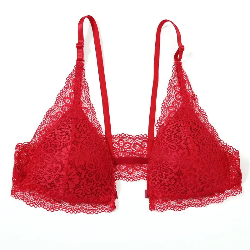 Женский кружевной бюстгальтер с вырезом спереди цветочной подкладкой нижнее