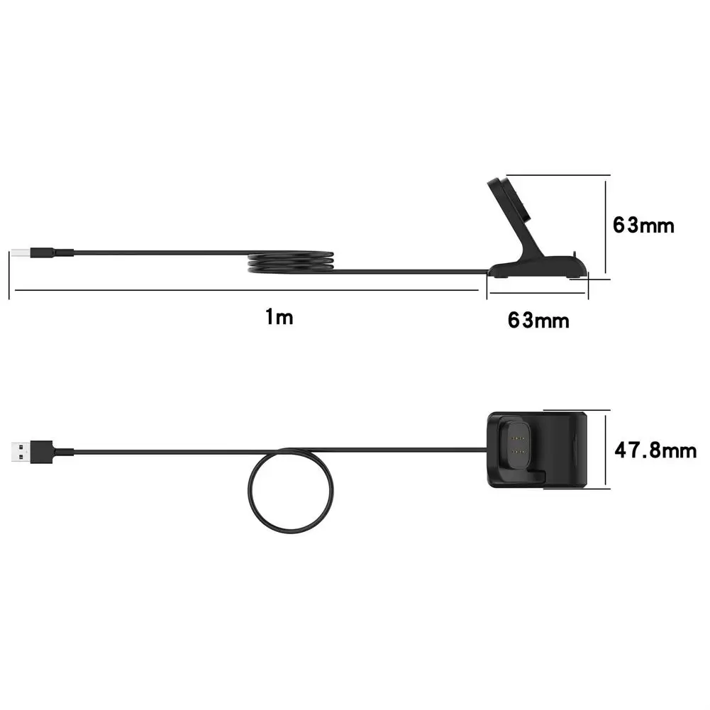 Зарядное устройство USB зарядная док-станция Колыбель черная для Fitbit Versa3 / Sence