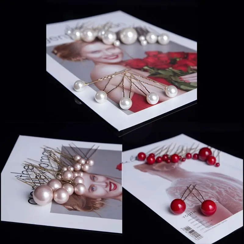 

18 Pcs/set Big Small Artificial Pearl Hair Stick Set Sweet U-shaped Hairpin Headdress Wedding Bride Hair Accessories