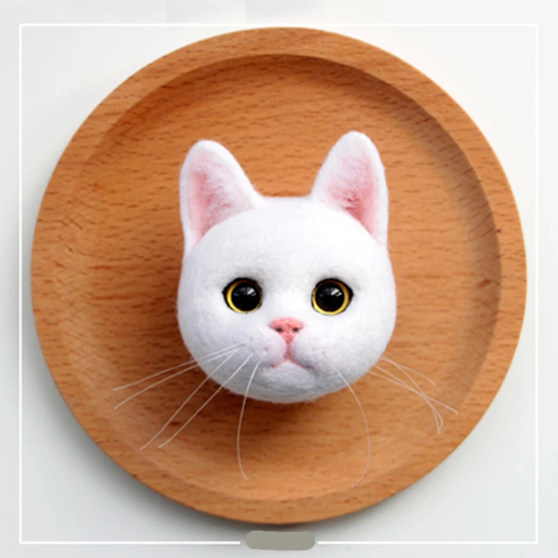 Шерсть Войлочная белая кошка складные Уши игрушка для валяния шерстяные