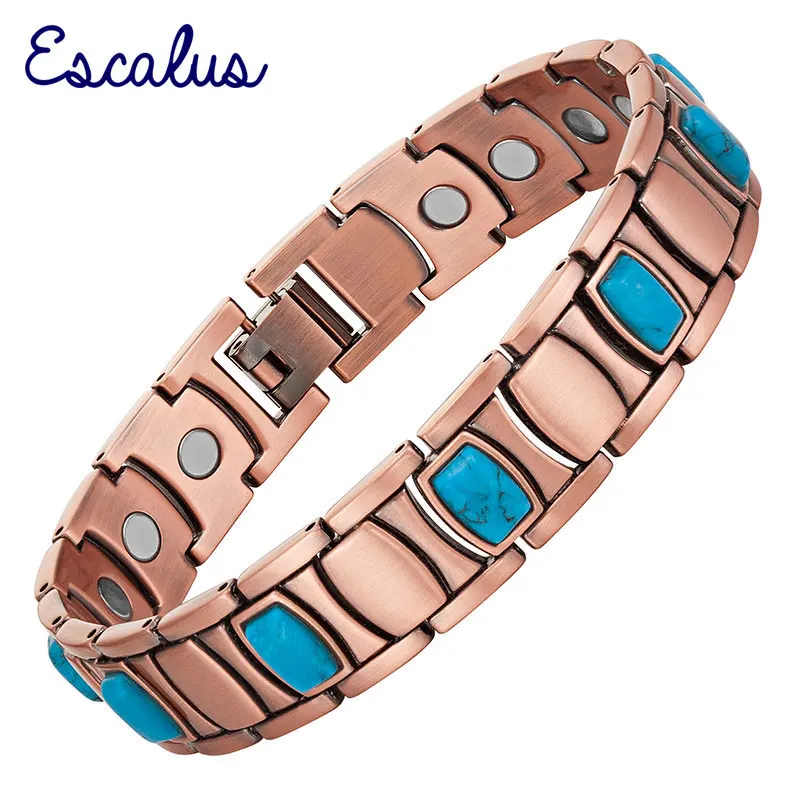 Escalus винтажные новые синие камни браслет для мужчин био Здоровье Магнитные