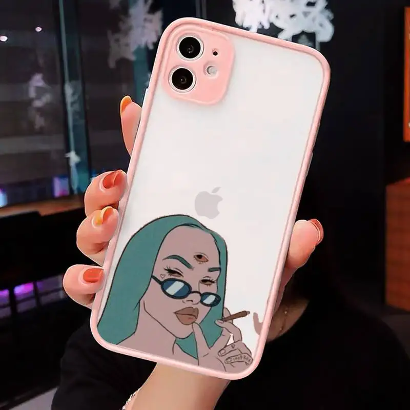 

Devil Woman Bad girl smoke eyes Phone Cases matte transparent For iphone 7 8 11 12 plus mini x xs xr pro max cover