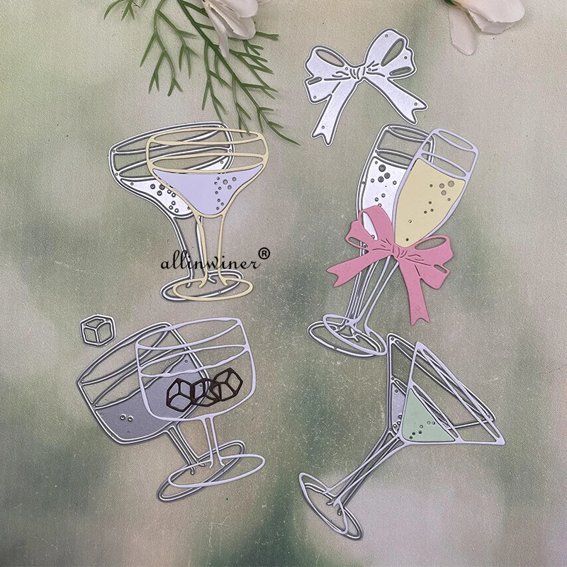 New Drink Cup Glass Goblet DIY Craft Metal Cutting Die Scrapbook Embossed Paper Card Album Craft Template Stencil Die
