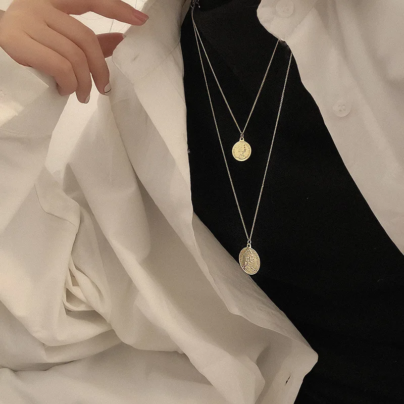 

Vintage Small and Big Coin Pendant Necklace For Women Long Chain Neck Pendants Choker Jewelry Chocker Collar For Girl