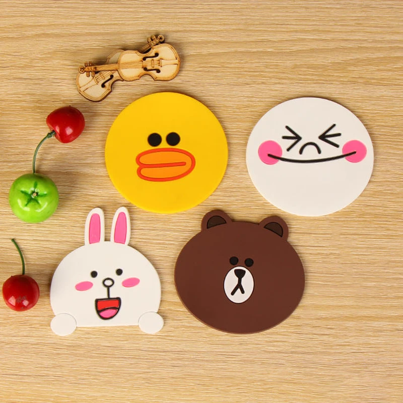 

Household Eco-friendly PVC Coaster Cartoon Silicone Animal Pattern Anti-slip Insulation Coffee Cup Mat Tableware Pad