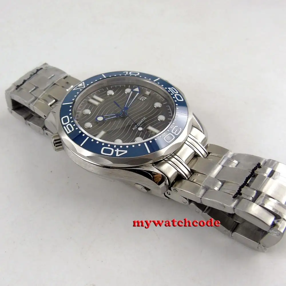 Мужские автоматические часы B304 из нержавеющей стали с серым волнообразным