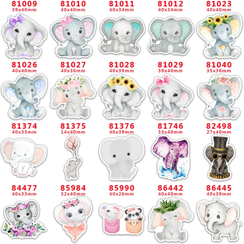 

DIY Craft Supplies Sewing Accessories Cartoon Elephant Printed Planar Resins Mold 10 Pieces. PR-81009