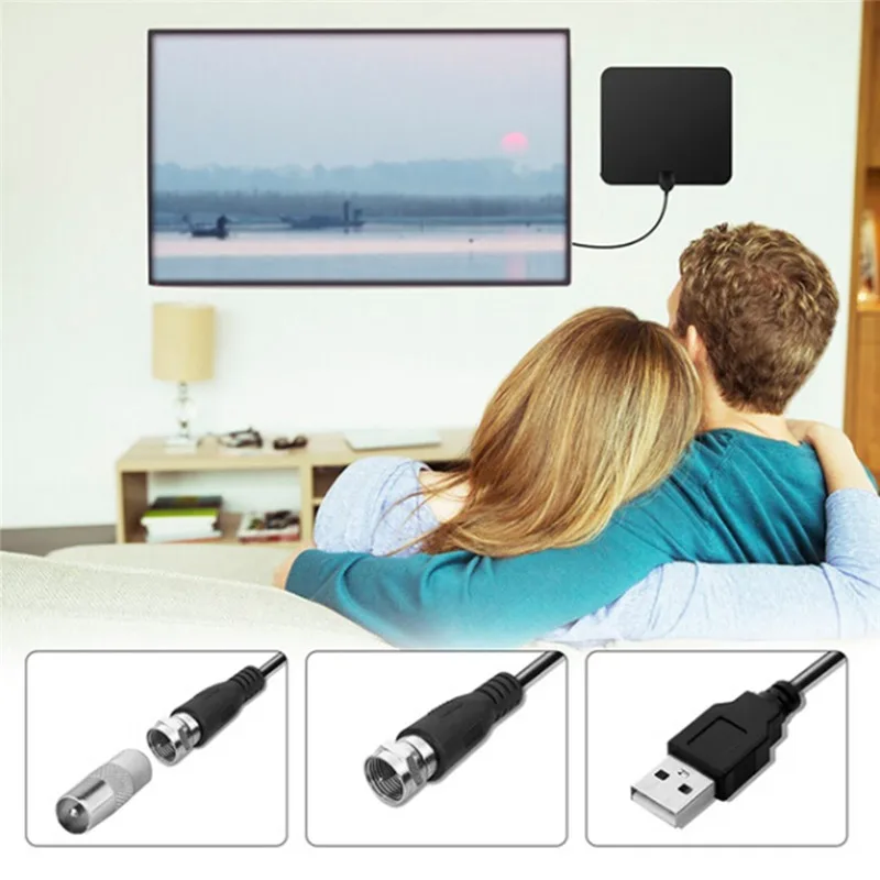 ТВ-антенна HD TV Flat Digital Indoor 50-мильный диапазон Fox VHF UHF DVB аксессуары | Электроника