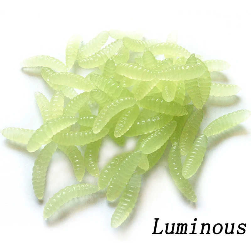 

50PCS/Bag Bread Worm Silicone Artificial Baits 2cm 0.3g Maggot Bread Worm Isca Winter Fishing Accessories Ice Fishing Lures