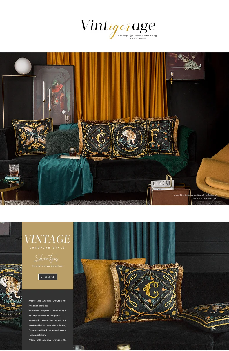 Роскошная Бархатная подушка в классическом дизайне с животными чехол для