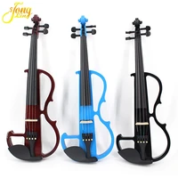 full size 44 violin fiddle solid wood electric silent with case headphone cable fittings