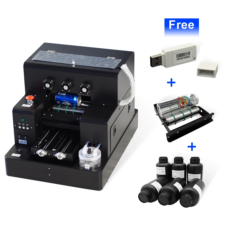Printer with ink Colorsun автоматический A4 УФ планшетный принтер бутылка принтер печать на крышке телефона машина для Epson L805 печатающая головка УФ принтер A4 - Цвет: Printer with ink