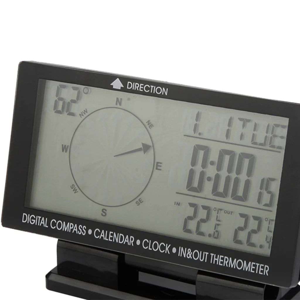 

Car Digital Compass with Clock In/Out Black Thermometer Calendar Function