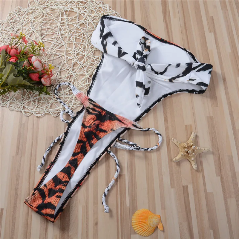 Сексуальный цельный купальник женский С Рисунком Тигра боди бандажный с