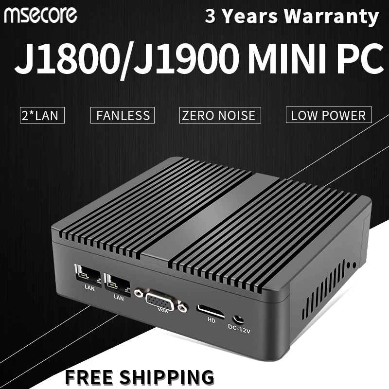 MSECORE J1800/J1900 безвентиляторный мини ПК Windows 10 промышленный компьютер linux 2* Gigabit LAN Intel Celeron четырехъядерный HD 300M WiFi