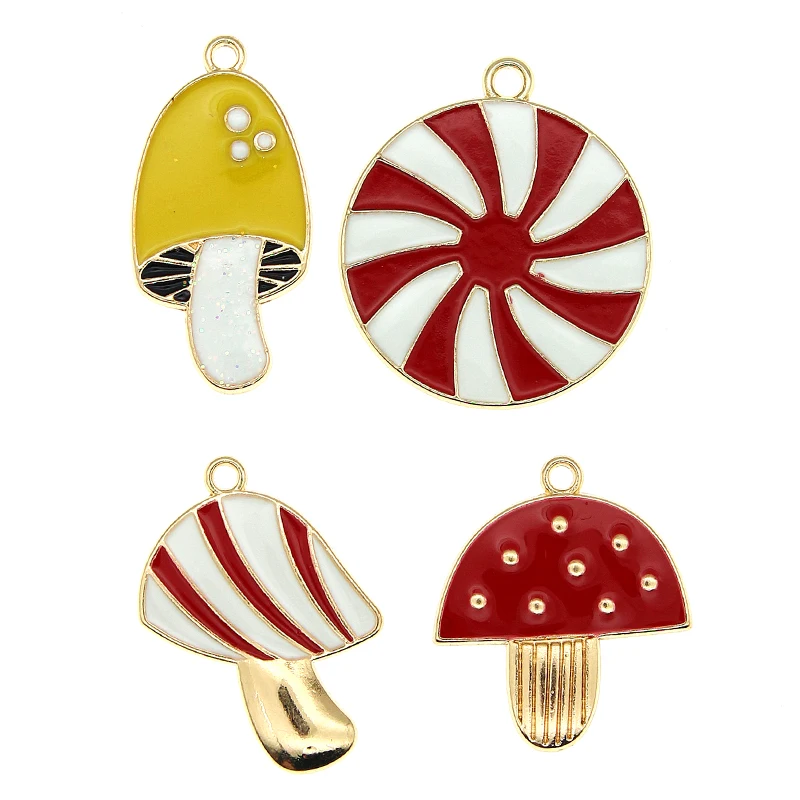 

10pcs 14*29mm Enamel Mushroom Candy Charms for DIY Making Pendants Necklaces Earrings Bracelets Handmade Finding Xmas Decoration