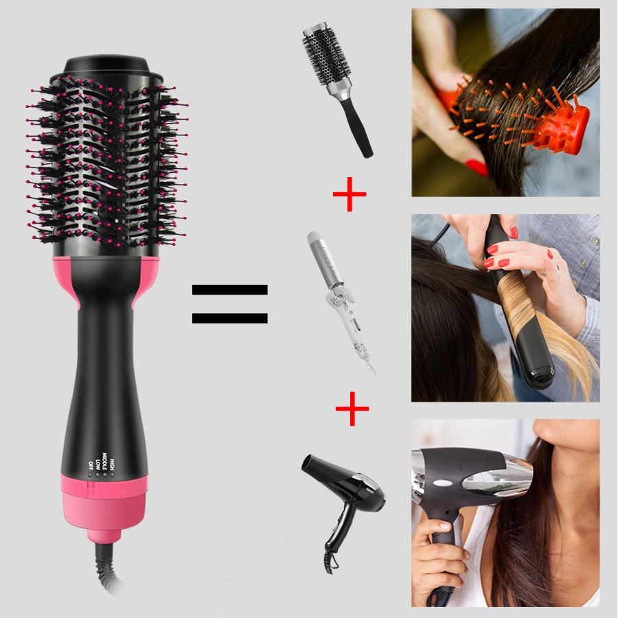 

One Step Hair Blower Brush Hot Air Dryer Brush 3 In 1 Electric Comb Dryer Heating Hair Straightener Curler Styler Brushing