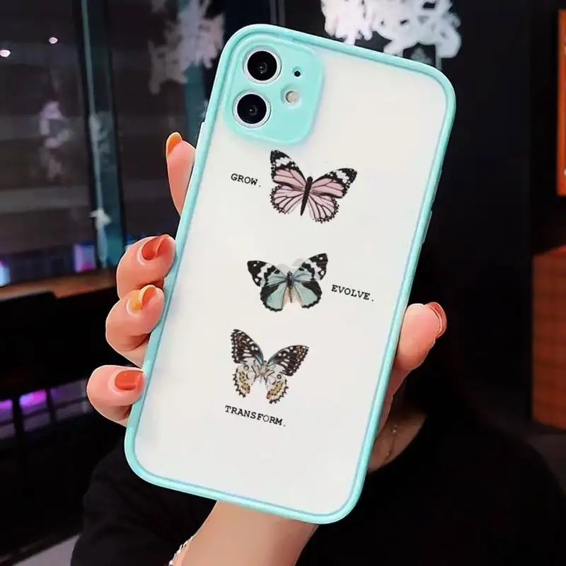 

Bling Glitter Butterfly Phone Case Clear Funda matte transparent For blue iPhone 7 8 x xs xr 11 12 pro plus max mini
