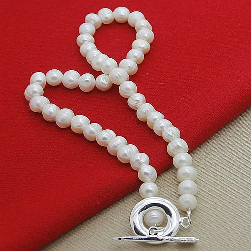 Женское ожерелье из серебра 2019 пробы с натуральным пресноводным жемчугом |