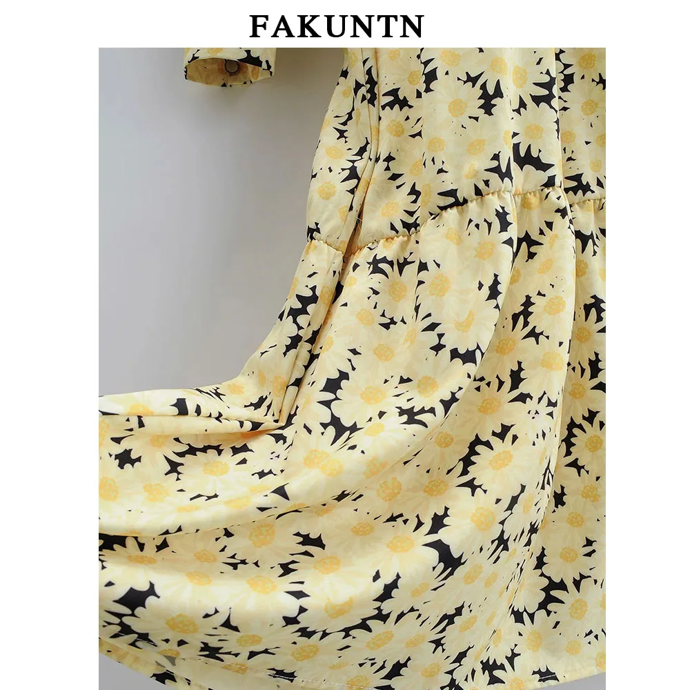 

FAKUNTN Autumn Long Dress Women 2020 Fashion Elegant Casual Vintage Printing Female Long-Sleeve Dresses Za Women Clothes Vestido