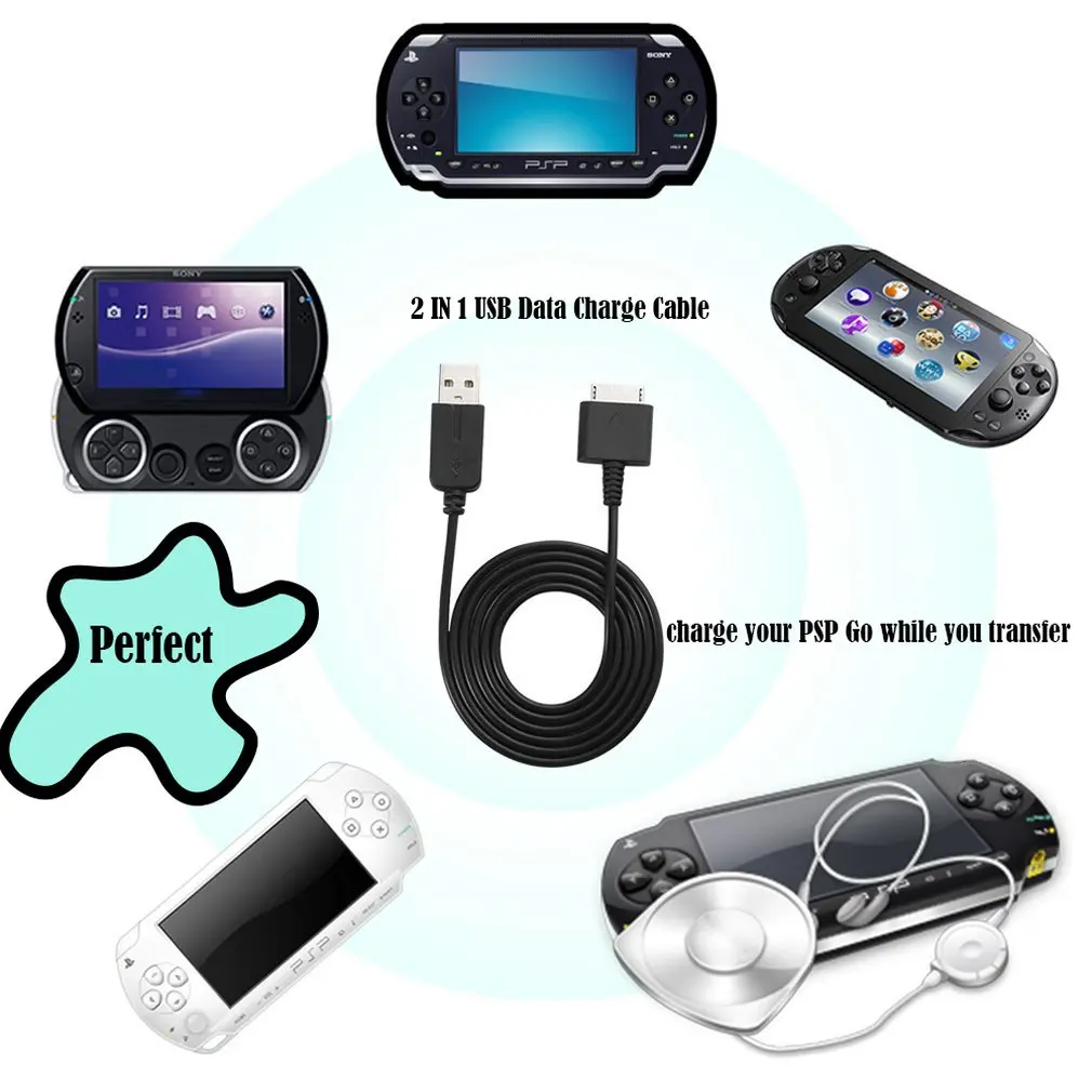 1 м 3 фута 2 в USB кабель для зарядки данных psp GO передачи Шнур черный|Кабели| |