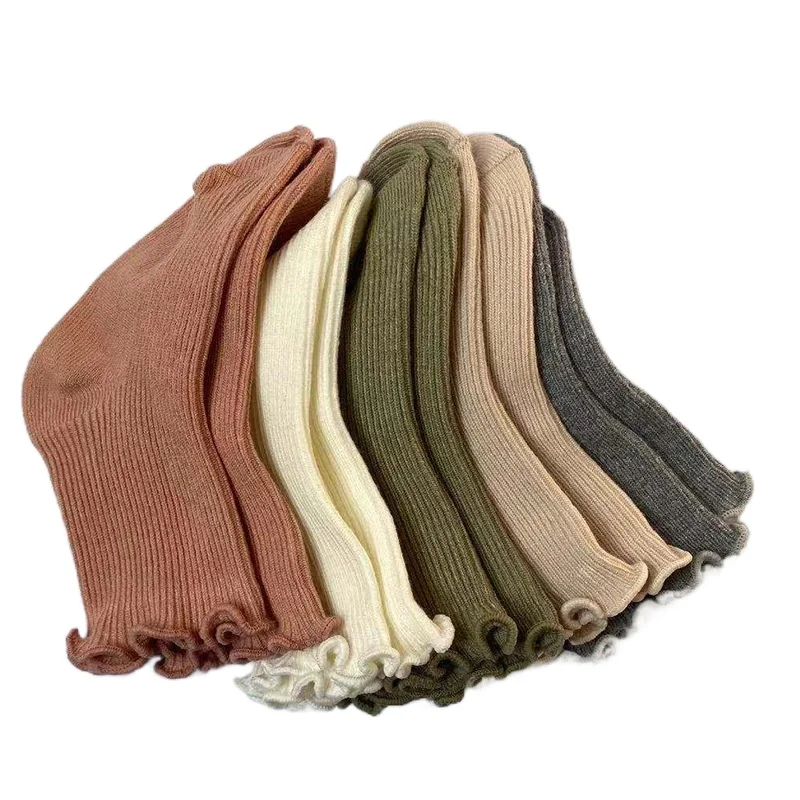 Calcetines tobilleros con volantes para beb&eacute; reci&eacute;n nacido, medias de algod&oacute;n para ni&ntilde;o y ni&ntilde;a, bonitos calcetines acanalados de primavera-0