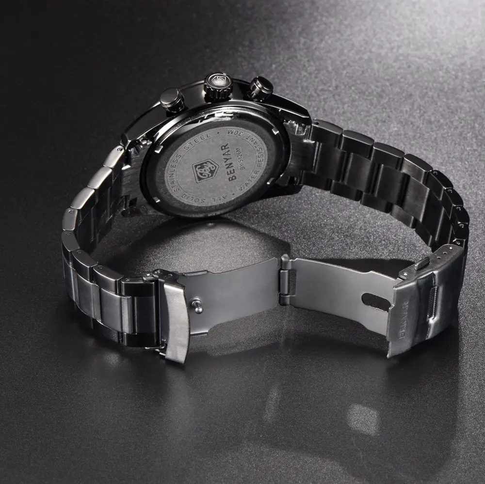 BENYAR Мужские кварцевые спортивные часы люксовый бренд Водонепроницаемый