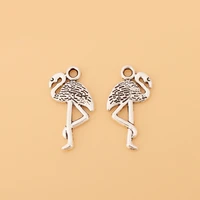50pcslot tibetan silver flamingo bird alice in wonderland charms pendants beads for jewelry making accessories