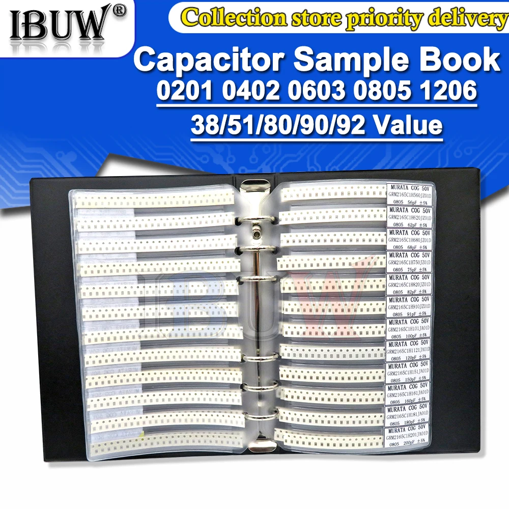 950PCS 2550PCS 4500PCS 0201 0402 0603 0805 1206 Capacitor sample book ibuw SMD Assorted Kit 10uf 1nf 100pf 10nf