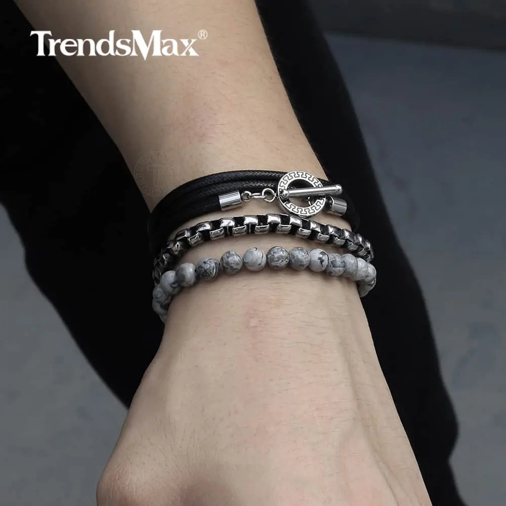 Многоуровневый браслет Mix для мужчин и женщин 3 шт./компл. из нержавеющей стали с