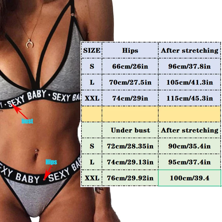 

Bikini Set Women's Sexy Sports Underwear Set Girl Sexy Bandage Corset Letter Push Up Bra+Thongs Panties Lingerie Summer Style