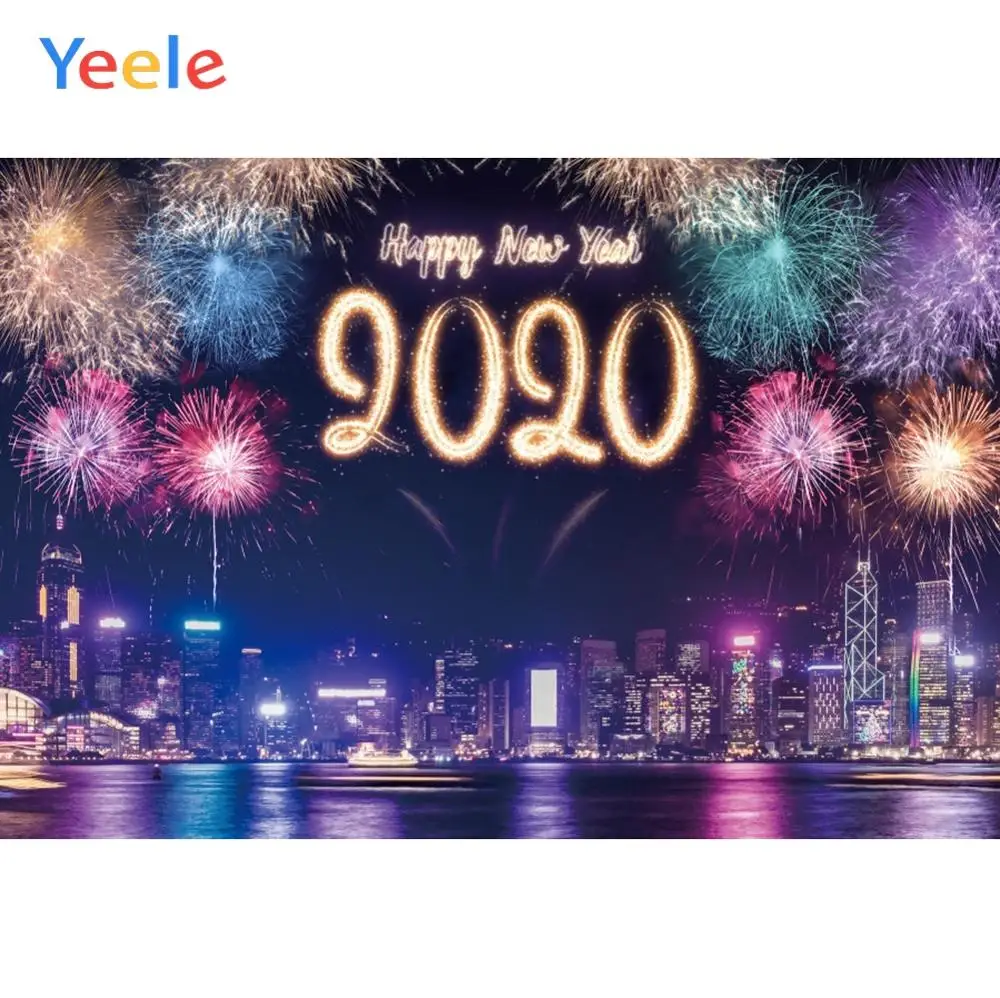 Фоны для фотосъемки Yeele с изображением фейерверка в новогоднем стиле 20-го числа