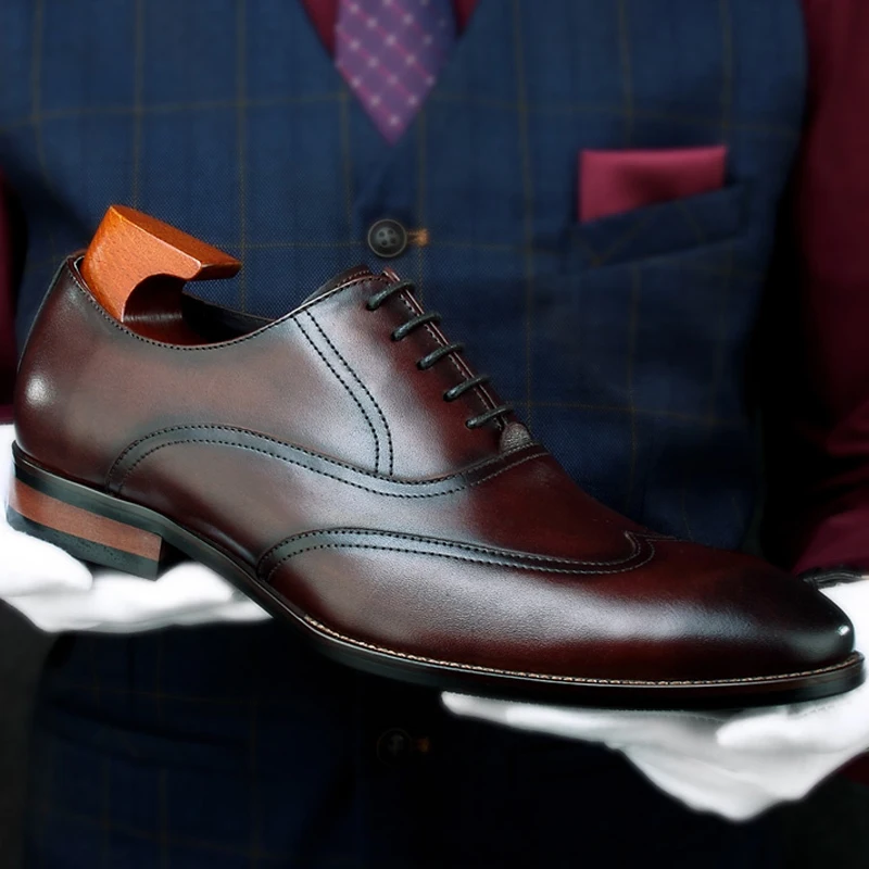 Мужские свадебные туфли оксфорды ручной работы из натуральной кожи в британском