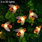 Мёд пчела светодиодный светящиеся гирлянды светильник на открытом воздухе загородки сада патио Рождественская гирлянда светильник s Новый
