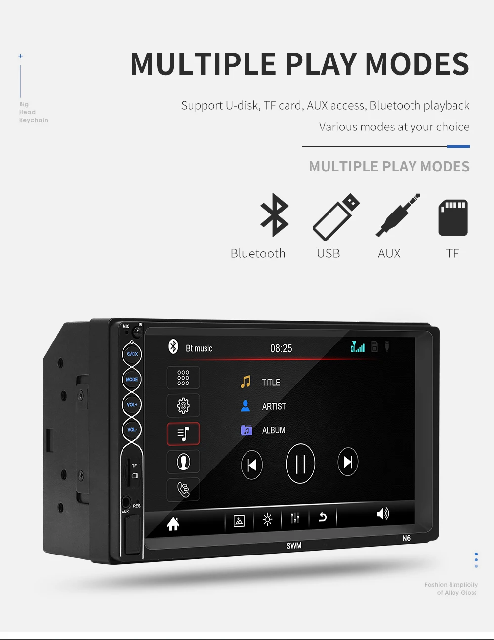 Автомагнитола N6 с сенсорным экраном 7 дюймов MP5-плеер поддержкой Bluetooth несколько