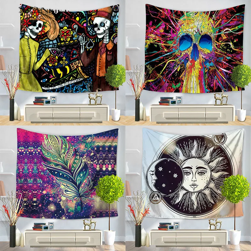 Гобелен с рисунком мандалы черепа 3D хиппи экзотический гобелен полиэстер