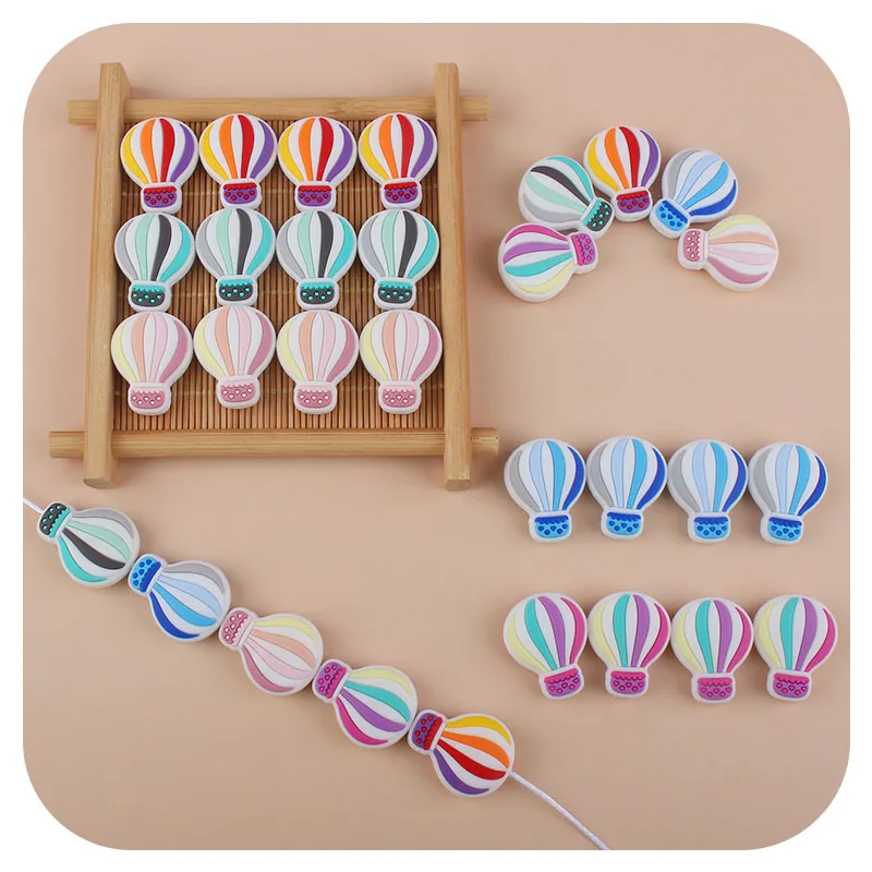 

3Pcs/Lot Mini Hot Air Balloon Silicone Teether Beads DIY Pacifier Clips Teething Necklace Bracelet
