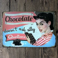 chocolate tin signs food metal plate shabby chic vintage style wall pub home art party decor iron poster