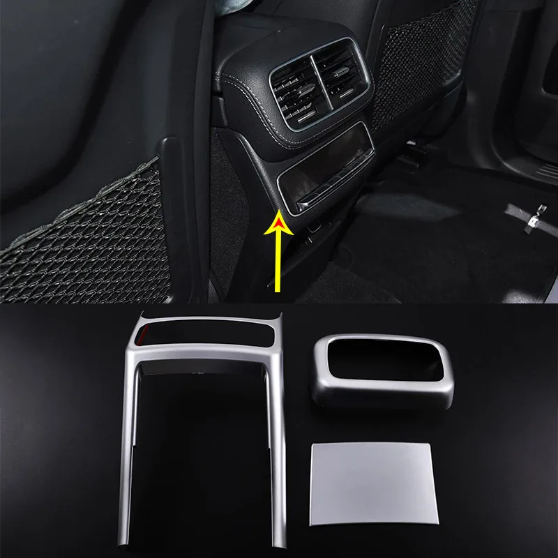 For Mercedes Benz GLE 2020-2021 ABS Silver Car Rear Row Air Conditioning Vent Rear seat anti kick Frame Stickers Car Accessories